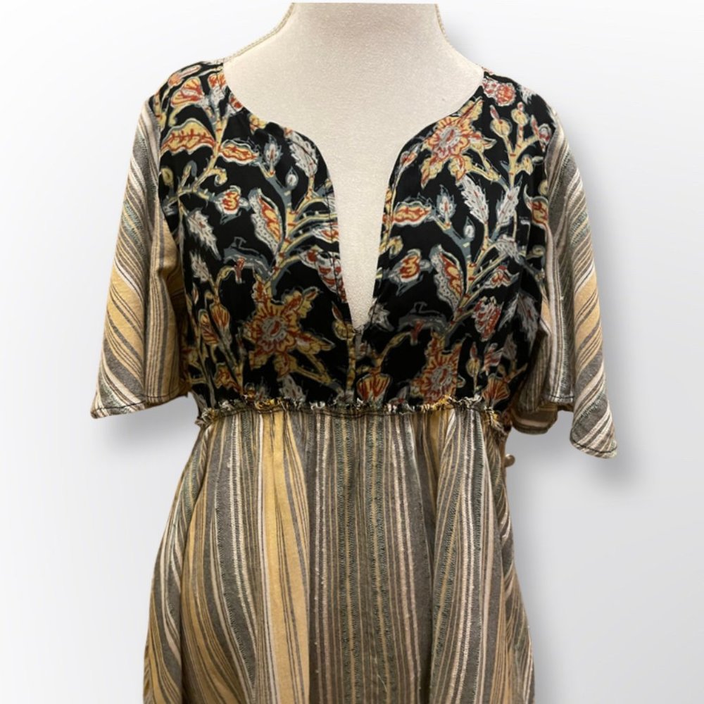 Free People Mini Dress Flutter Sleeves Tie Back Size M - Picture 2 of 7